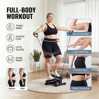 Steppeur hydraulique de fitness grande taille, 11 niveaux de résistance réglables avec bandes de résistance