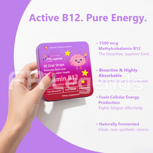 Chất lượng cao Vitamin <span class=keywords><strong>B12</strong></span> uống dissolvable Dải thúc đẩy não tập trung thần kinh hệ thống sức khỏe Vitamin <span class=keywords><strong>B12</strong></span> bổ sung cho người lớn - Product Image 2