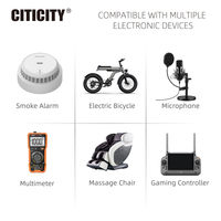 CITICITY Baterai Isi Ulang Li-ion 9V 4-Pack 9V 400mAh 1200 siklus Untuk Detektor Alarm Asap Daya Tahan Siklus Panjang