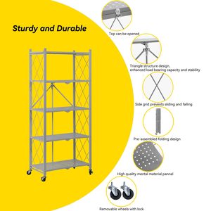 <span class=keywords><strong>Scaffale</strong></span> con Ruote, Scaffalatura Metallica Industriale, <span class=keywords><strong>Scaffale</strong></span> in Acciaio Inox Resistente per Camera da Letto, Cucina e Magazzino - Product Image 2