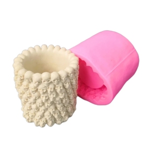 Moule en silicone personnalisé en forme <span class=keywords><strong>de</strong></span> crâne d'Halloween 3D cylindrique pour pot <span class=keywords><strong>de</strong></span> fleurs DIY - Product Image 5