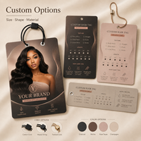 Étiquettes suspendues personnalisées, étiquettes en carton épais entièrement imprimées pour perruques et extensions de cheveux, emballage de marque privée