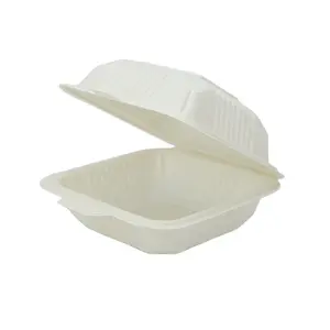 Take Away Biodegradable 600ml Lunch Packaging Disposable Clamshell Box Food Corn Starch Container Food Cornstarch Burger Boxes