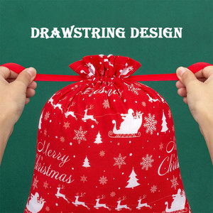 Sac de Noël en toile de coton écologique 2024, sac de rangement pour cadeaux, sac de Père Noël, pochette à cordon - Product Image 3