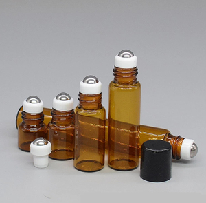Flacons roll-on en verre ambré mince de forme cylindrique carrée <span class=keywords><strong>JW</strong></span> H6640 5 ml 10 ml 60 ml, flacons d'huile essentielle, surface imprimée, bille en métal - Product Image 1