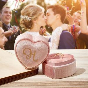 <b>Heart</b> <b>Shaped</b> Corduroy Ring <b>Box</b> Custom Ring Proposal Wedding Customization One-Piece Custom - Product Image 1