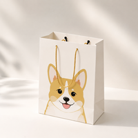 Sac cadeau en papier imprimé Corgi mignon, motif chien de dessin animé pour magasin d'animaux, cadeau pour enfants, emballage de fête d'anniversaire, vente en gros