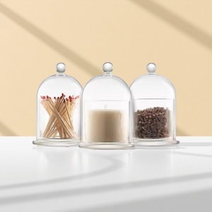 Cloche en verre avec <span class=keywords><strong>bougie</strong></span> parfumée en cire de soja naturelle, couvercle décoratif en verre pour <span class=keywords><strong>bougie</strong></span>, logo personnalisé, OEM disponible, décoration pour la maison et les événements - Product Image 1