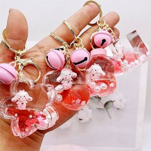 Mini Drink <b>Floating</b> Keychain Creative Cute Blossom Shape Acrylic Liquid Keychain - Product Image 2