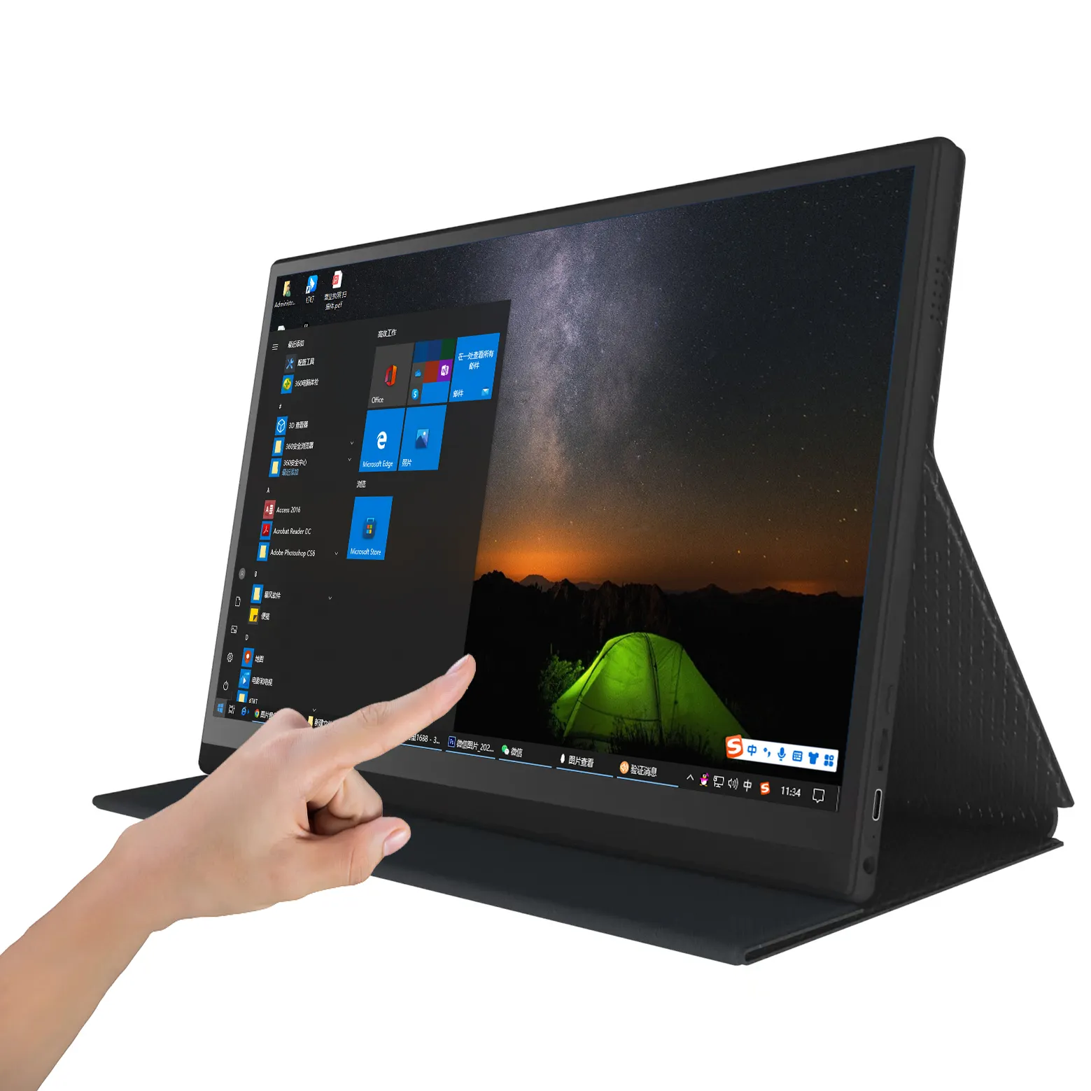 Monitor portátil para laptop com suporte, alta qualidade, 2K, 4K, tela de toque estendida, 15,6 pol.