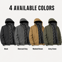 En stock, veste de style Detroit de haute qualité, imperméable, à capuche, unisexe, en coton lourd, vintage américain, 9 couleurs, lavée