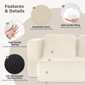 Sofá Cama Convertible Cloud Couch de Tela Scott de 78 Pulgadas, sin Estructura, con Esponja de Alta Densidad - Product Image 2