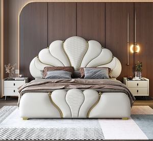 Cama Doble de Acero Inoxidable de Alta Calidad, Tapizada en Cuero Sintético, Estructura de Madera para Cama King o Queen, Juego de Dormitorio Principal - Product Image 1