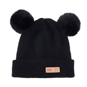 Gorro de Invierno Personalizado al por Mayor, con Doble Pompón, para Niños de 1 a 3 Años, Cálido, de Punto, con Forro Polar, Gorro Holgado para Niño, de Acrílico - Product Image 5