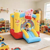 Château gonflable miniature coloré sur le thème de la crème glacée, avec toboggan, pour usage domestique et jeux en groupe en intérieur