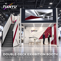 Stand d'exposition commercial TIANYU de haute qualité en tissu tendu SEG, stand de salon professionnel à deux étages, configuration VIP pour foire commerciale