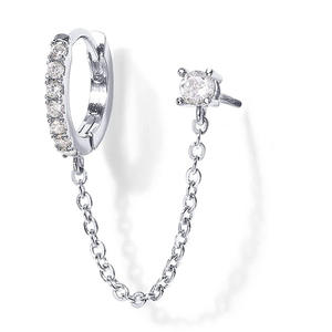 Pendientes dorados E3257 con cadena y circonitas para mujer, joyería de fiesta, pendientes de moda. - Product Image 3