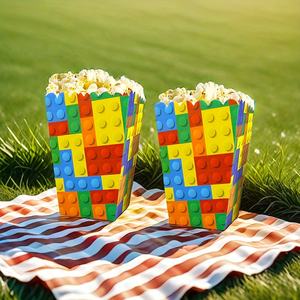 Enfants Legos bâtiment thème événement fête assiette en papier tasse en papier nappe bannière décoration ensemble décorations <span class=keywords><strong>de</strong></span> fête d'anniversaire - Product Image 1