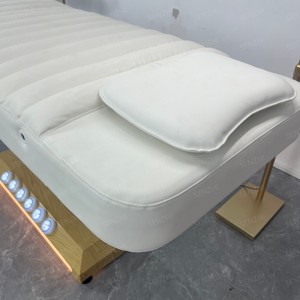 Moderno lujo personalizado grano de madera eléctrico mañana ajustable facial <span class=keywords><strong>cama</strong></span> pestañas <span class=keywords><strong>cama</strong></span> muebles conjunto para salón de belleza - Product Image 4