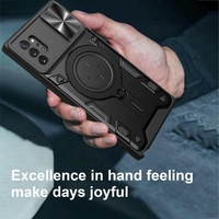 Étui de téléphone portable à fenêtre coulissante pour Samsung Note 10 Plus 4G armure de protection robuste de qualité militaire couverture arrière antichoc noir