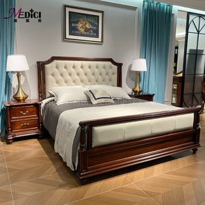 Американская роскошная двуспальная кровать с кожаной обивкой, спинкой из массива персикового дерева, на молнии, модный дизайн, высококачественная мебель для спальни - Product Image 2
