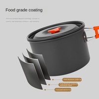 Ensemble de cuisine d'extérieur en oxyde d'aluminium 2-3 pièces, portable, multifonctionnel, pour camping et pique-nique, avec pot, bol et réchaud à gaz DS-300