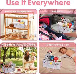 Caddy para pañales de bebé, cesta portátil de fieltro para pañales, cesta para recién nacidos, organizador de Caddy para bebé, bolsa de mano portátil con asa - Product Image 4