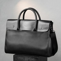 Sac à bandoulière pour ordinateur portable en cuir souple vintage personnalisé en usine, grande capacité, sacoche d'affaires pour hommes, sac messager