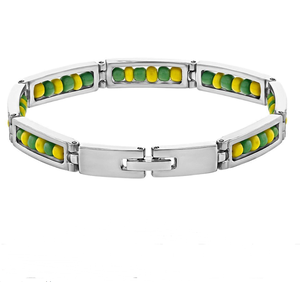 Pulsera <span class=keywords><strong>de</strong></span> Cuentas <span class=keywords><strong>de</strong></span> Acero Inoxidable Chapada en Oro <span class=keywords><strong>de</strong></span> 18k, Siete Potencias Africanas, Pulsera <span class=keywords><strong>de</strong></span> Santería - Product Image 1