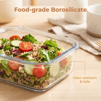 Ensemble de récipients de conservation alimentaire empilables en verre borosilicate de haute qualité, écologiques, hermétiques, compatibles micro-ondes et anti-fuite