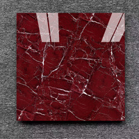 Carreaux de Sol en Céramique Effet Marbre Brillant Rouge 60x60 pour Salon
