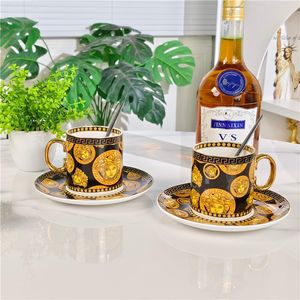 Taza de Café de Porcelana Fina con Estampado de Leopardo Azul Retro de Lujo Ligero, Boca Inclinada, Exquisita, para Hogar u Oficina, Regalo - Product Image 3