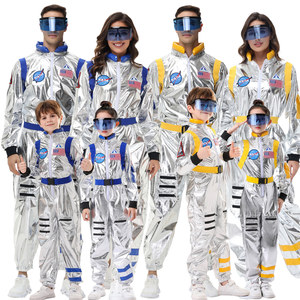 Costume da astronauta per adulti in argento per uomini e donne tuta spaziale in vetro per Halloween Cosplay Party Dress up Set - Product Image 1