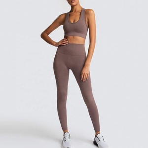 Reggiseno sportivo da donna e Leggings Fitness senza soluzione di continuità all'ingrosso abbigliamento da palestra set di Activewear per allenamento Yoga - Product Image 2