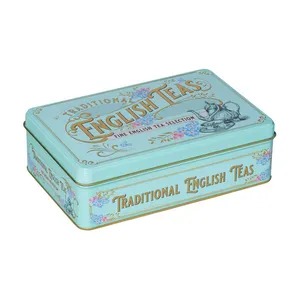 Wholesale Rectangle Recyclable Tea Tin Box Empty Metal Tin Can For Food