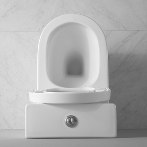 Inodoro de estilo europeo para hoteles, de altura confortable, montado en el suelo, sin borde, con sifón en P, doble descarga, de pared, conjunto de inodoro WC. - Product Image 5