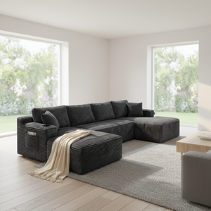 Sofá Modular en Forma de U Extra Grande, Sofá Seccional con Asientos Profundos, Tapizado en Tela de Pana, con Espuma Viscoelástica, <span class=keywords><strong>para</strong></span> Sala de Estar Moderna - Product Image 4