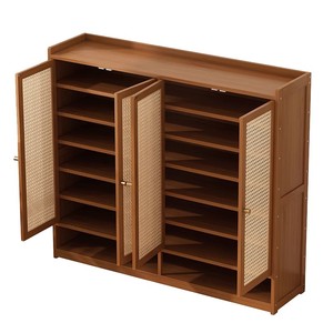 BAKAJI Slim Ahorra Espacio Gris Zapatero 4 Puertas Estantes Porta Zapatos Doble Profundidad Madera 63x24x150 Ingeniería