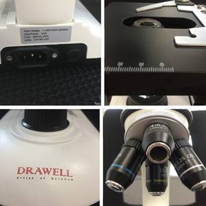 Drawell B203LED Microscope biologique binoculaire à objectif plat 4X 10X 40X 100X pour laboratoire - Product Image 6