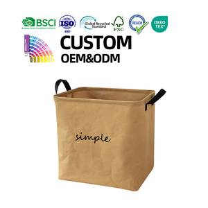 Sac fourre-tout <span class=keywords><strong>en</strong></span> lin pour rangement domestique avec poignées <span class=keywords><strong>en</strong></span> PU, grande capacité pour le linge et les courses, logo personnalisé pour les grossistes - Product Image 1