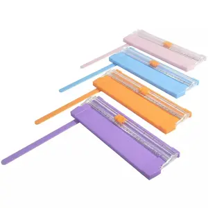 Plastic Mini Paper Cutter Long Ruler Rotary Paper Trimmer Office Craft Paper Cutter for Office School Family DIY