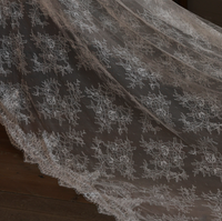 Voile de mariée en dentelle de haute qualité, bordure en dentelle, 230 cm, couleur ivoire, accessoire pour femme, voile de mariée long