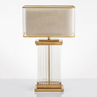Lampe de table en cristal à rayures dorées et blanches de style moderne du milieu du siècle avec ampoule LED