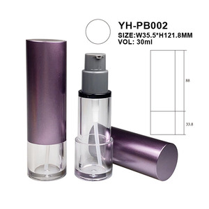 Transparent Acrylic Airless <b>Pump</b> <b>Bottle</b> 30ml Cosmetic Cylinder Shape Black Cap for Essence Lotion Foundation Packaging - Product Image 3