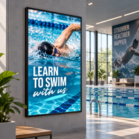 Cadre d'affichage publicitaire LED mince avec affiche rétractable pour piscine, salle de sport, centre sportif