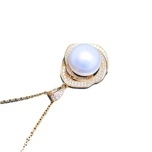 <b>Edison</b> S925 Silver Necklace with 12-13mm White Round Freshwater Pearl Pendant Strong <b>Light</b> Fine Flaws Diamond Charming Pendant - Product Image 5