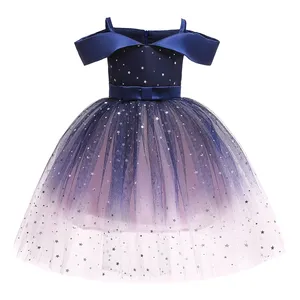 M898 Kids Ball Dress senza spalline monospalla paillettes Star Elegant Girls Party Dress bambini Girl Birthday Girl Gown Dress