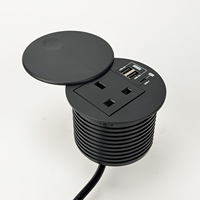 Gömme Yuvarlak Masa Grommet Soketi İngiliz Standardı Priz PD65W USB-C 2USB-A Masa Mobilyası Montajı için
