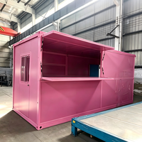 Kiosque conteneur pliable, stand modulaire avec fenêtre de service hydraulique relevable pour la vente de nourriture et de snacks