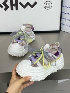 Sandales Magma Sole Hollow Bread, Baskets Chunky Ondulées, Baskets Plateformes Y2K à Lacets Ruban, Chaussures Dad pour <span class=keywords><strong>Femme</strong></span>, RTS Dropshipping - Product Image 4